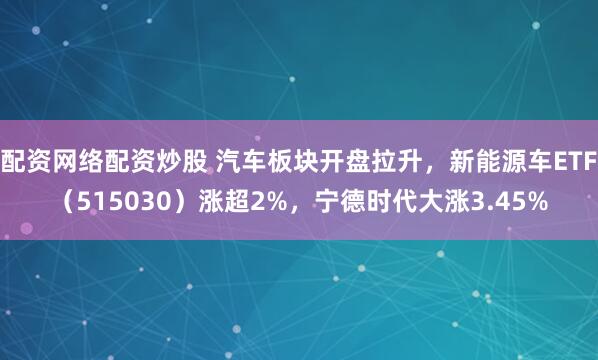 配资网络配资炒股 汽车板块开盘拉升，新能源车ETF（515030）涨超2%，宁德时代大涨3.45%