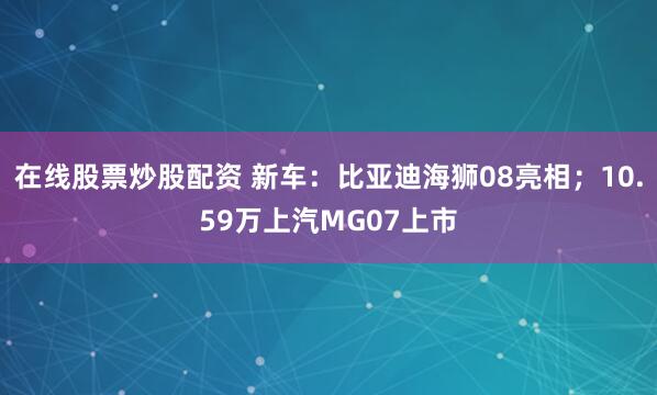 在线股票炒股配资 新车：比亚迪海狮08亮相；10.59万上汽MG07上市